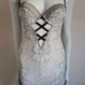 NWT Victoria's Secret Black and White Lace Strappy Merry Widow Chemise Lingerie